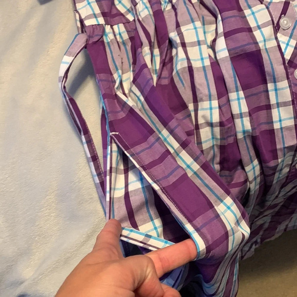 Anthony Richards size 10 cotton button up shirt dress purple plaid 50’s swing - Picture 8 of 8